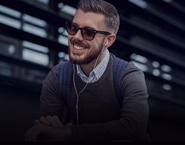 Students listening to headphones