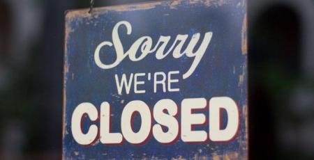 Sorry we're closed sign